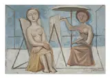 Massimo Campigli, DONNA CHE DIPINGE/PITTRICE E MODELLA/PITTRICE AL CAVALLETTO, 1950