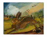 Antonio Ligabue, LEPRE CON PAESAGGIO, (1956)