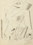 Gino Severini, NATURA MORTA CON CARTE DA GIOCO E OROLOGIO SVEGLIA, 1965