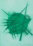 Arnaldo Pomodoro, SEGNALI PER BARBARELLA GAGLIARDI SAFFIRIO (VARIANTE VERDE), 1995, print (other)