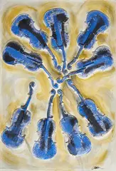 SENZA TITOLO (VIOLONS BLEUS), 2003 by Fernandez Arman, print (other), sold Mar 2024