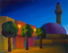 (salvatore Mangione) Salvo, MINARETO E DUE LAMPIONI, 1990