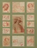 Bottega di. Gruppo di tredici disegni raffiguranti studi per ritratti by Il Guercino Giovanni Francesco Barbieri, sold Dec 2024
