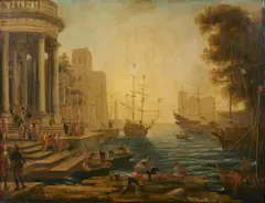 Claude Lorrain, Copia da. Scena del porto con l'imbarco di Sant'Orsola