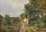 Jules Montigny, Paesaggio con armenti e contadino