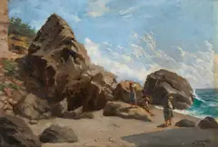 Napoleone Grady, Paesaggio costiero con figure