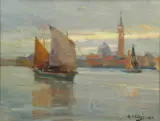 Alessandro Milesi, Attribuito a . Veduta veneziana