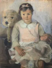 Pietro Gaudenzi, Bambina con bambola e cagnolino di pezza