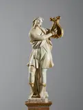 Orfeo in legno intagliato, laccato e parzialmente dorato, su piedistallo by Scultore Dell'italia Settentrionale O Austriaco Del Xviii Secolo, sculpture, sold Feb 2024