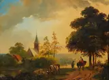 Jan van Os, Paesaggio con chiesa, viandanti e armenti