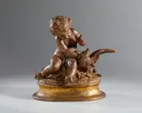 Jean-Baptiste Pigalle, Da. Putto con colomba, sculpture
