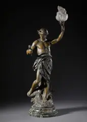 Da un modello di. Grande scultura raffigurante 'Le Génie du Travail' adattato a lampada by Émile Louis Picault, sculpture, sold Jul 2024
