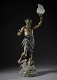 Émile Louis Picault, Da un modello di. Grande scultura raffigurante 'Le Génie du Travail' adattato a lampada, sculpture