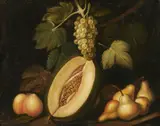 Luis Egidio Meléndez, Seguace di. Natura morta con melone, pere e uva