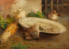 Giovanni Segantini, Pulcini in una stalla