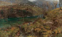 Arnaldo Soldini, Paesaggio montano con fiume (Marcheno?)