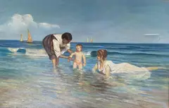 Raffaello Celommi, Annunziata Michetti con il figlio Giorgio e la tata a Francavilla al Mare