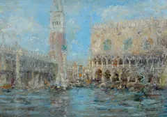 Il campanile di San Marco e il Palazzo Ducale a Venezia dal Bacino by Luigi Mantovani, sold Jun 2024