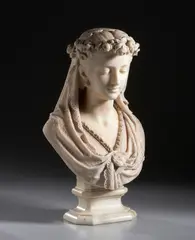 Busto di fanciulla con velo e ghirlanda di fiori by Ugo Zannoni, sculpture, sold Jun 2024