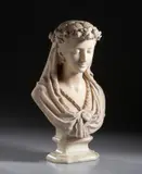 Ugo Zannoni, Busto di fanciulla con velo e ghirlanda di fiori, sculpture