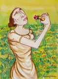 Donna con fiore by Giuseppe Migneco, sold Jul 2023