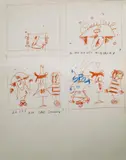 Dalla serie sketches dei Posteros. Lotto composto da n.4 fogli by Lodolo Film, sold Jul 2023