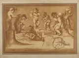 Da un modello di. Giochi di putti by Il Guercino Giovanni Francesco Barbieri, print (other), sold Apr 2023