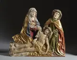 Compianto in legno scolpito e dipinto, nello stile di Tilman Riemenschneider by Scultore Di Area Germanica Del Xx Secolo, sculpture, sold Apr 2023