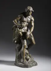 Uomo in lotta con un aquila by Anatole Guillot, sculpture, sold Apr 2023