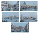Giacomo Guardi, Gruppo di cinque gouaches raffiguranti veduta della cittadella alla Giudecca a San Canziano in Campiello della Madonetta in Venezia; Veduta di San Simon piccolo a San Canziano in Campiello; Isola di S