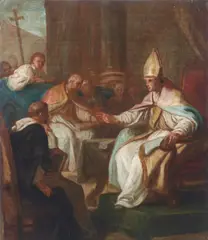 Pietro Rotari, Bozzetto raffigurante Papa Innocenzo III chiede a San Domenico di andare in Francia per la predicazione ai Catari