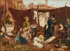 Ludwig Knaus, Attribuito a. Dietro il sipario