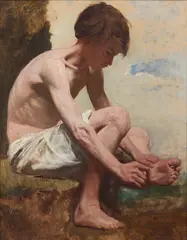 Henry Scott Tuke, Attribuito a. Fanciullo nella posa dello Spinario