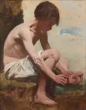 Henry Scott Tuke, Attribuito a. Fanciullo nella posa dello Spinario