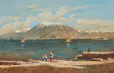 Achille Beltrame, Paesaggio lagunare con personaggi