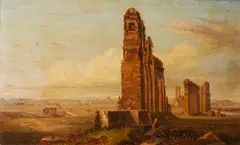 Giacinto Gigante, Attribuito a. Veduta della campagna romana con l'acquedotto Claudio