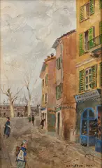 Carlo Perindani, Scorcio di strada cittadina con figure