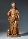 Scultura in legno policromo e parzialmente dorato rappresentante San Marco by Scultore Del Xvi-Xvii Secolo, sculpture, sold Oct 2023