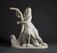 Scultore Italiano Del Xix-Xx Secolo, Suonatrice d'arpa egiziana, sculpture