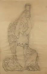 Umberto Bargellini, Attribuito a. Studio per affresco raffigurante un angelo che sorregge una clessidra