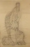 Umberto Bargellini, Attribuito a. Studio per affresco raffigurante un angelo che sorregge una clessidra