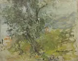 Cesare Monti, Paesaggio con alberi e campanile