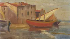 Charles Camoin, Attribuito a. Veduta portuale con barche