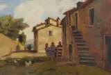 Carlo Domenici, Figure e galline in una strada di paese