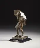 Bambina con ombrello by Scultore Italiano Del Xix-Xx Secolo, sculpture, sold Jul 2023