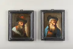 Christian Whilem Ernst Dietrich, Attribuito a. Coppia di dipinti raffiguranti ritratto d'uomo con barba
