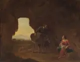 Riposo durante la fuga in Egitto by Pittore Bambocciante Del Xvii Secolo, sold Feb 2023