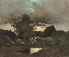 Jules Dupré, Paesaggio notturno con personaggi