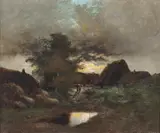 Jules Dupré, Paesaggio notturno con personaggi