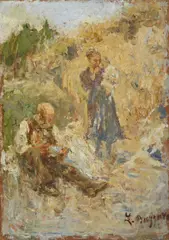Famiglia contadina by Leonardo Bazzaro, sold Feb 2023